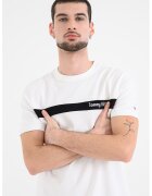Tommy Hilfiger Tricou din bumbac cu decolteu la baza gatului - Alb/Negru