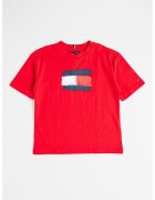 Tommy Hilfiger Tricou din bumbac cu imprimeu logo - Alb/Albastru ultramarin/Rosu inchis