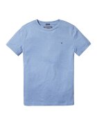 Tommy Hilfiger Tricou din bumbac organic cu decolteu la baza gatului - Albastru lavanda