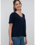 Tommy Hilfiger Tricou lejer cu decolteu in V - Bleumarin