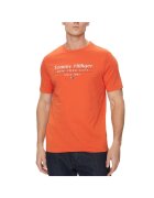 Tommy Hilfiger Tricou pentru Barbati - hilfiger center stack tee - MW0MW38621-SCX - Portocaliu - Portocaliu