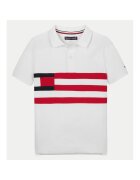 Tommy Hilfiger Tricou Polo Baiat - Alb/Rosu - 100% bumbac - 14Y