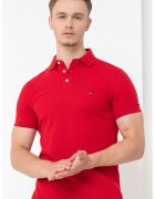 Tommy Hilfiger Tricou polo din amestec de bumbac organic 1985 - Rosu vermillion