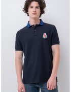 Tommy Hilfiger Tricou polo din bumbac organic cu aplicatie logo pe piept - Bleumarin