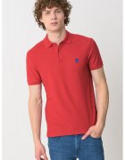 Tommy Hilfiger Tricou polo din bumbac organic - Rosu/Albastru