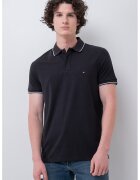 Tommy Hilfiger Tricou polo regular fit din amestec de lyocell - Negru