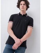 Tommy Hilfiger Tricou polo slim fit Cuff Interest - Negru