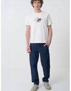 Tommy Hilfiger Tricou regular fit cu decolteu la baza gatului - Alb fildes