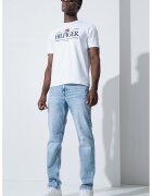 Tommy Hilfiger Tricou regular-fit cu decolteu la baza gatului si logo - Alb optic/Bleumarin