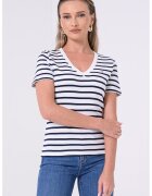 Tommy Hilfiger Tricou slim fit cu decolteu in V Cody - Alb/Bleumarin