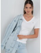 Tommy Hilfiger Tricou slim fit cu decolteu in V Cody - Alb optic