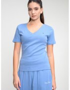 Tommy Hilfiger Tricou slim fit cu decolteu in V Cody - Albastru prafuit