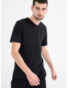 Tommy Hilfiger Tricou uni cu decolteu in V Essential - Negru