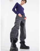Tommy Jeans Blugi relaxed-fit cu talie medie - Gri melange