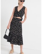 Tommy Jeans Bluza cu decolteu in V si model floral - Alb/Albastru ultramarin/Galben sofran