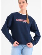 Tommy Jeans Bluza de trening cu imprimeu logo - Bleumarin