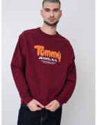 Tommy Jeans Bluza de trening cu logo si decolteu la baza gatului - Visiniu