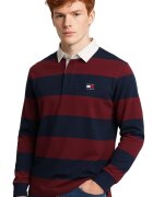 Tommy Jeans Bluza polo barbati cu imprimeu in dungi DM0DM19621 - Rosu/Bleumarin
