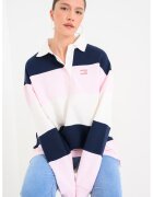 Tommy Jeans Bluza polo de trening din bumbac - Roz deschis/Bleumarin