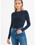 Tommy Jeans Bluza slim fit cu broderie logo discreta - Albastru inchis