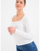 Tommy Jeans Bluza slim fit cu decolteu patrat - Alb