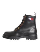 Tommy Jeans Bocanci de piele cu logo - Negru