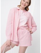 Tommy Jeans Camasa din amestec de in - Alb/Roz pastel