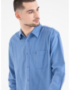 Tommy Jeans Camasa din bumbac cu buzunar pe piept - Albastru deschis