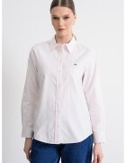 Tommy Jeans Camasa din bumbac organic cu dungi - Alb/Roz pal
