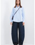 Tommy Jeans Camasa lejera din amestec de bumbac organic - Alb/Albastru pastel