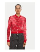 Tommy Jeans Cardigan dama rosu - pulover tricotat