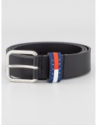 Tommy Jeans Curea de piele cu logo Ryan - Negru