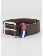 Tommy Jeans Curea de piele cu logo Ryan - Negru/Negru stins