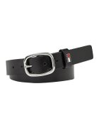 Tommy Jeans Curea de piele cu o catarama ovala - Negru