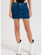 Tommy Jeans Fusta din denim cu talie joasa - Albastru inchis