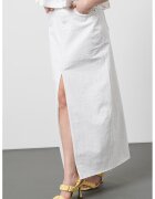 Tommy Jeans Fusta midi cu slit frontal Claire - Alb
