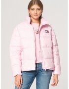 Tommy Jeans Geaca matlasata cu broderie logo - Roz pastel