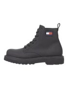 Tommy Jeans Ghete de piele cu aplicatie logo - Negru