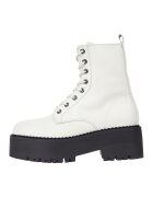 Tommy Jeans Ghete de piele cu toc masiv - Alb murdar