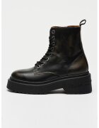 Tommy Jeans Ghete de piele cu toc masiv - Negru