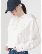Tommy Jeans Hanorac crop cu logo brodat - Crem