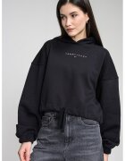 Tommy Jeans Hanorac crop cu logo - Negru