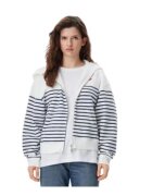 Tommy Jeans Hanorac dama - bumbac - alb/bleumarin -