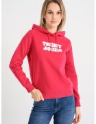Tommy Jeans Hanorac de bumbac cu imprimeu logo - Alb/Roz aprins