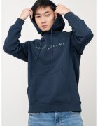 Tommy Jeans Hanorac din amestec de bumbac cu logo brodat - Albastru ultramarin/Bleumarin
