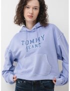 Tommy Jeans Hanorac larg crop cu logo - Albastru lavanda