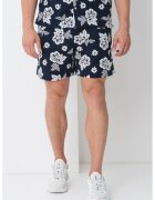Tommy Jeans Pantaloni scurti de bumbac cu model floral si snur - Alb murdar/Bleumarin