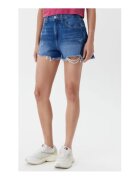 Tommy Jeans Pantaloni scurti din denim dama - albastru - bumbac/bumbac reciclat -