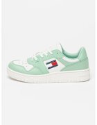 Tommy Jeans Pantofi sport cu segment perforat Retro - Alb/Verde aquamarin