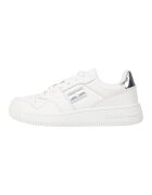 Tommy Jeans Pantofi sport de piele cu aplicatie logo - Alb/Argintiu